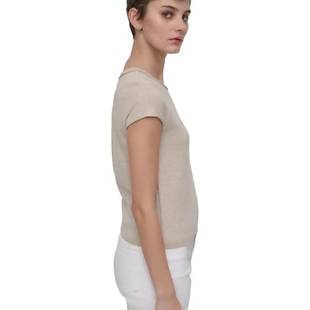 NWT🤍Cap-Sleeve Crewneck Tee - Picture 3 of 8